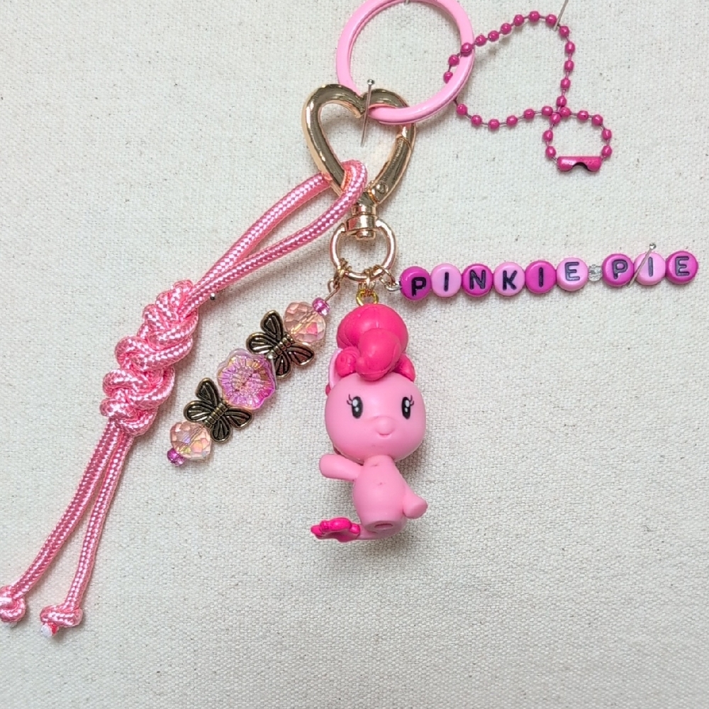 Upcycled My Little Pony Pinkie Pie Handmade Bag Charm Keychain